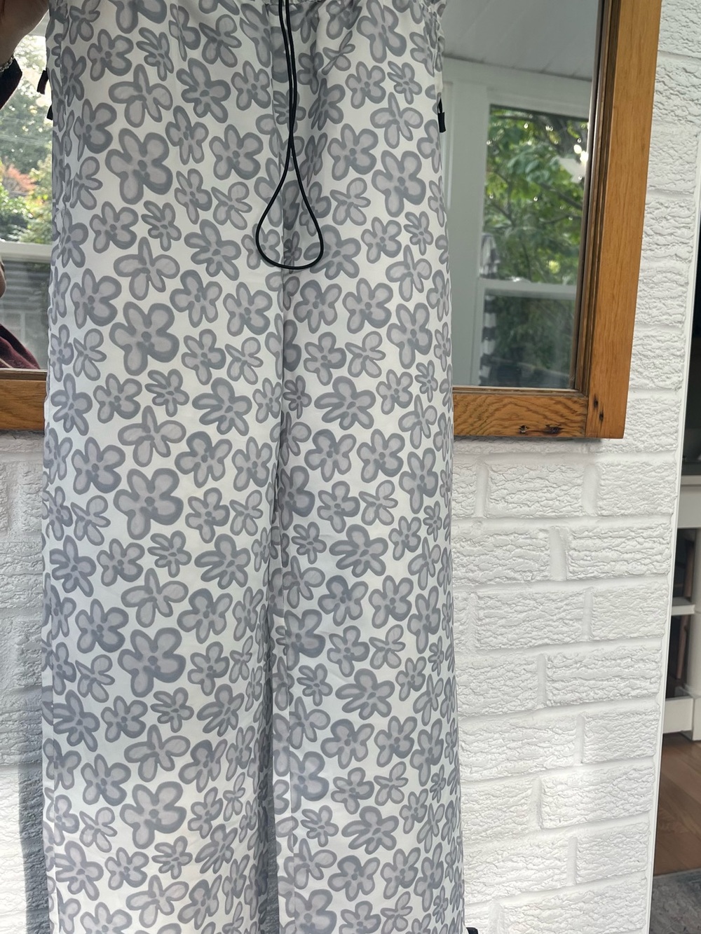 Women's Wide-Leg Floral Print Lounge Pants - Gray